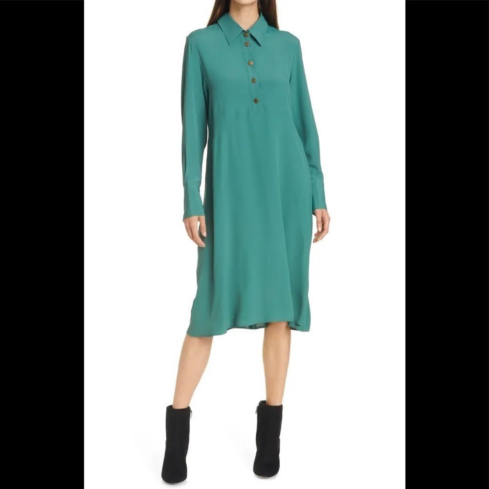 SEVENTY VENEZIA Long Sleeve silk Shirtdress